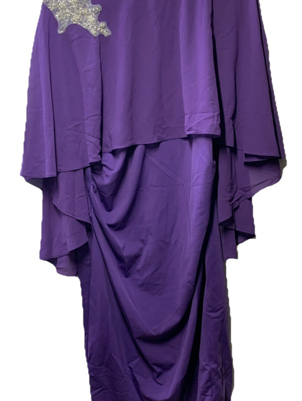 Hanna Nikole Women's Plus Size Wedding Guest Dress with Cape Purple Size 18W